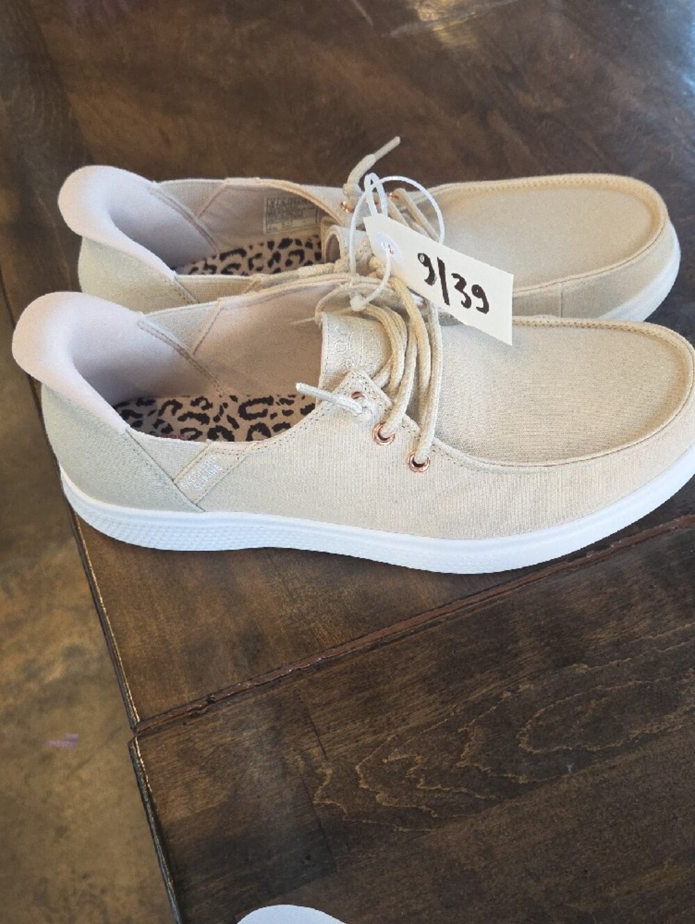 Size 9 Bobs By Skechers Women's Slip-on Beige Canvas Shoes